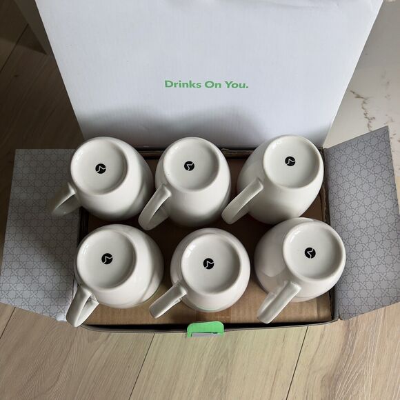 6 Pc Stoneware Mugs Set Porcelain Dishwasher Microwave Safe Made in USA Cups - Picture 2 of 5